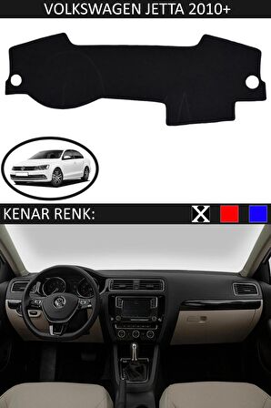 Volkswagen Jetta 2010+ İçin Uygun Torpido Koruma Halısı Siyah Kenar Renk Mavi