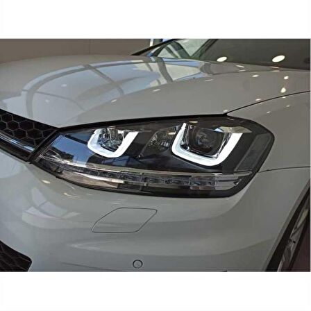 GOLF 7 IÇIN UYUMLU U LED FAR SILVER HAREKETLI