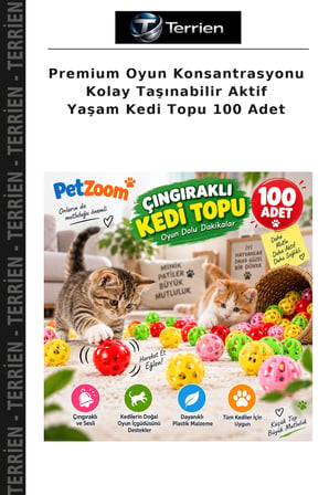 Premium Oyun Konsantrasyonu Kolay Taşınabilir Aktif Yaşam Kedi Topu 100 Adet