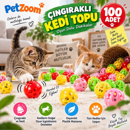 Premium Oyun Konsantrasyonu Kolay Taşınabilir Aktif Yaşam Kedi Topu 100 Adet
