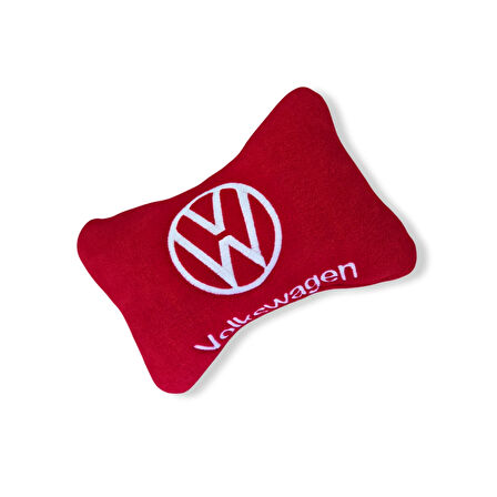 Volkswagen Uyumlu Kırmızı Polar Ortopedik Araç Koltuk Seyahat Boyun Yastık / 2'Li Set