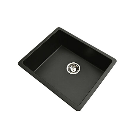 I I Granit Eviye Siyah Tek Göz Tezgah Altı Mutfak Evyesi 55x45cm (VX-A55)