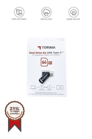 Premium Okul Aktarım Bağlantı USB Flash Bellek Type C OTG Çift Sürücülü 64GB Siyah