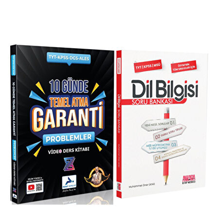 Paraf TYT Problemler Z Takımı 10 Günde Temel Atma Garanti Video Ders Kitabı ve AKM Dil Bilgisi Soru Bankası Seti 2 Kitap
