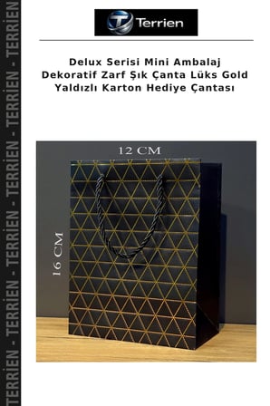 Delux Serisi Mini Ambalaj Dekoratif Zarf Şık Çanta Lüks Gold Yaldızlı Karton Hediye Çantası
