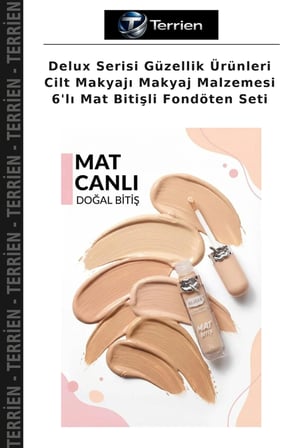 Delux Serisi Güzellik Ürünleri Cilt Makyajı Makyaj Malzemesi 6'lı Mat Bitişli Fondöten Seti