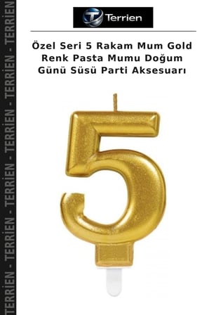 Özel Seri 5 Rakam Mum Gold Renk Pasta Mumu Doğum Günü Süsü Parti Aksesuarı