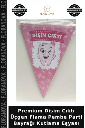 Premium Dişim Çıktı Üçgen Flama Pembe Parti Bayrağı Kutlama Eşyası