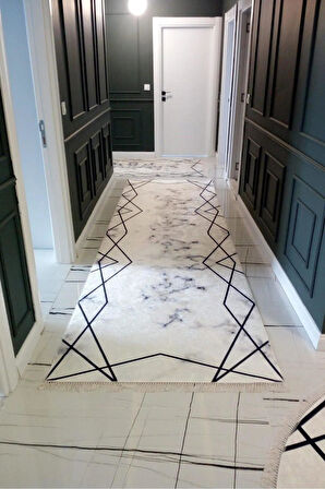 Monnhein Yolluk Halı – Kaymaz Tabanlı, Yıkanabilir, Yumuşak Dokulu, Şık ve Dayanıklı Tasarım (platin siyah yolluk)