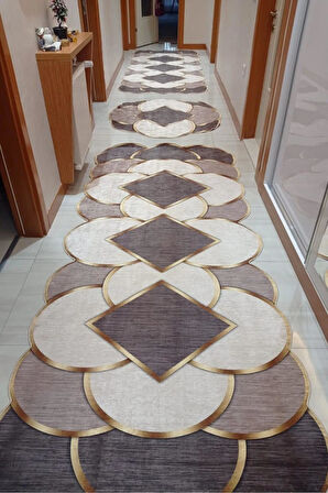 Monnhein Yolluk Halı – Kaymaz Tabanlı, Yıkanabilir, Yumuşak Dokulu, Şık ve Dayanıklı Tasarım (santa kahve yolluk)