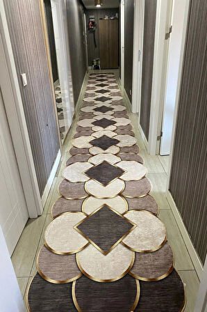 Monnhein Yolluk Halı – Kaymaz Tabanlı, Yıkanabilir, Yumuşak Dokulu, Şık ve Dayanıklı Tasarım (santa kahve yolluk)