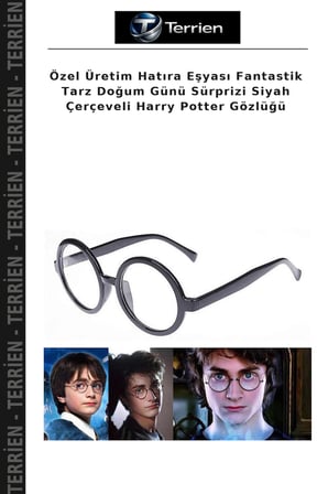 Özel Üretim Hatıra Eşyası Fantastik Tarz Doğum Günü Sürprizi Siyah Çerçeveli Harry Potter Gözlüğü