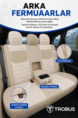 Kia Picanto 2004 Sonrası Uyumlu Veyron Serisi Bej Tay Tüyü Koltuk Kılıfı