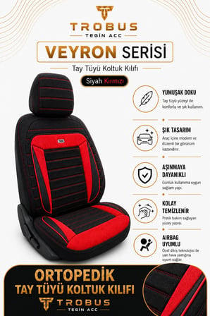 Mercedes CLA 2013 Sonrası Uyumlu Veyron Serisi Siyah Kırmızı Tay Tüyü Koltuk Kılıfı