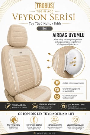 Renault Symbol 2008 Sonrası Uyumlu Veyron Serisi Bej Tay Tüyü Koltuk Kılıfı