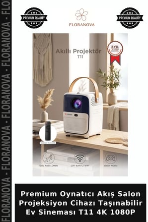 Premium Oynatıcı Akış Salon Projeksiyon Cihazı Taşınabilir Ev Sineması T11 4K 1080P