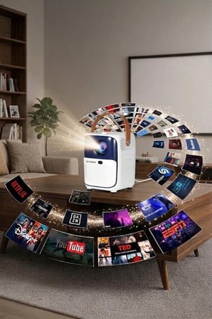 Premium Oynatıcı Akış Salon Projeksiyon Cihazı Taşınabilir Ev Sineması T11 4K 1080P