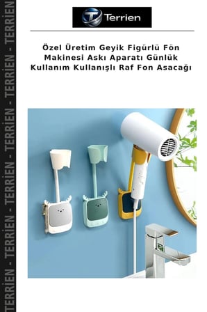 Özel Üretim Geyik Figürlü Fön Makinesi Askı Aparatı Günlük Kullanım Kullanışlı Raf Fon Asacağı