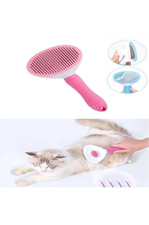 2 Adet Evcil Hayvan Tüy Toplama Tarağı – Otomatik Temizlenen Tuşlu Fırça, Kedi Köpek Tarama, Masajlı Pet Brush Pembe