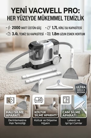 Vacwell vac13 buharlı ve ısıtıcılı halı yıkama makinası
