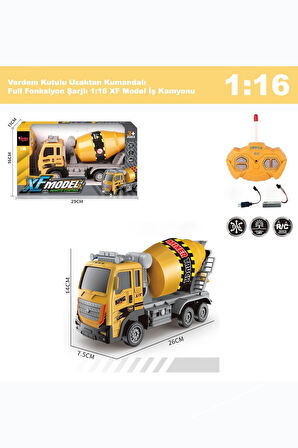 Uzaktan Kumandalı Full Fonksiyon Şarjlı 1:16 İnşaat İş Makinesi Beton Mikseri 26 cm