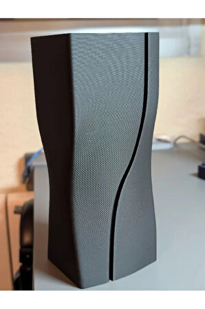 Minimal Dalga Formlu Siyah Dekoratif Vazo – 20cm | 3D Baskı