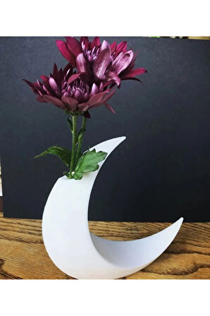 Ay Şeklinde Vazo 3D Yazıcı ile Üretilmiş 21 cm