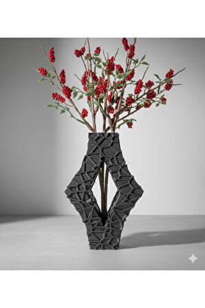 OBSİDYEN Ritimli Vazo (18cm) - 3D Baskı Modern Dekoratif Kuru Çiçeklik / PLA Malzeme"