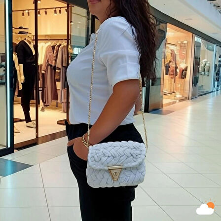 Fıstık çanta el örgüsü soft penye kumaşi