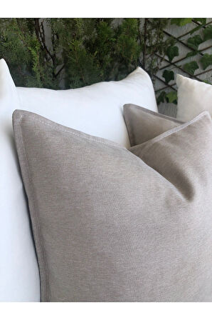 Thick Linen Bej Rengi Kırlent Kılıfı