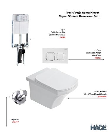 Vega Asma Klozet , Japar Gömme Rezervuar Set