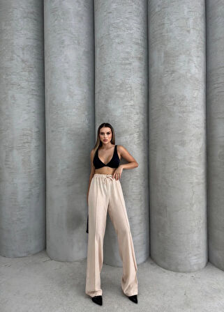 Çımalı keten pantolon