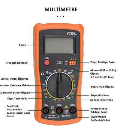 60W Profesyonel Lehimleme ve Test Ekipmanları Lehim Seti Multimetre 8'i 1 Arada Tornavida