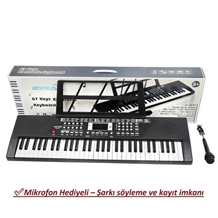 61 Tuşlu Elektronik Org Mikrofonlu Çocuk ve Başlangıç İçin Keyboard Demolu Ritimli