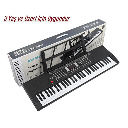 61 Tuşlu Elektronik Org Mikrofonlu Çocuk ve Başlangıç İçin Keyboard Demolu Ritimli