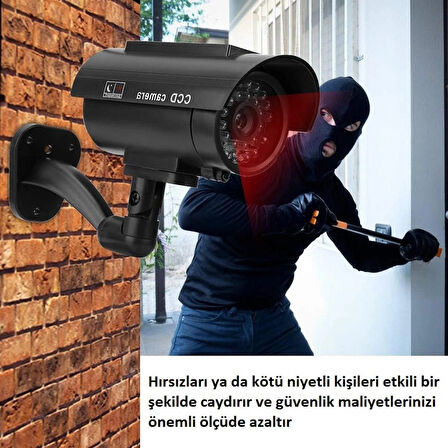 Güneş Enerjili Gerçekçi Görünümlü Güvenlik Kamerası Led Işıklı Gerçekçi Görünüm Dış Mekan