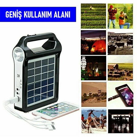 Güneş Enerjili Solar Taşınabilir Powerbank Jeneratör USB Şarj Acil Durum İçin Kamp Feneri