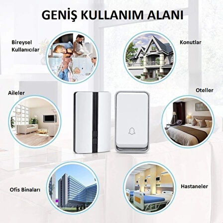 Kablosuz Elektronik Kapı Zili Pilsiz Su Geçirmez IP44 150m-300m Menzil 51 Zil Sesi Kendin Monte Et
