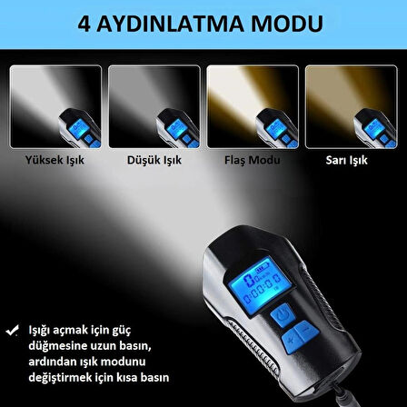 120DB Bisiklet Korna Far 6 Zil Sesi 5 Sürüş Modu Ekranlı Çok Fonksiyonlu Kilometre Saati USB Şarjlı