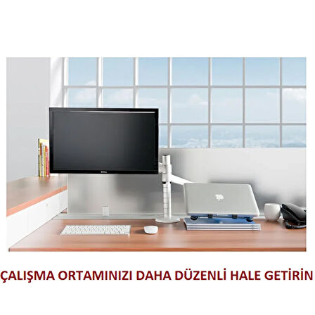 Çift Kollu Monitör ve Laptop Standı Ayarlanabilir Alüminyum Kol Masa Üstü Monitör ve Laptop Tutucu