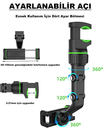 360° Dönebilen Ayarlanabilir Telefon Tutucu Araç İçi Arka Koltuk Masa Titreşim Önleyici Aparat
