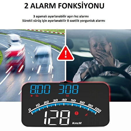 Araba HUD Head-Up Display Dijital Hız Göstergesi GPS Destekli Yol Bilgisayarı Ön Cam Ekran Projektör