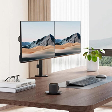 Ayarlanabilir Masaüstü Çift Kol Monitör Tutacağı Stand 32'' Ekran Desteği Ergonomik VESA Uyumlu
