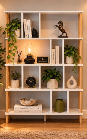 5 Raflı Modern İskandinav Dekoratif Kitaplık  Mutfak Rafı Kiler Çok Amaçlı Düzenleyici Raf