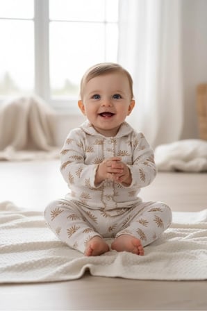 Bebek uzun kollu oya detaylı mevsimlik alt üst takım