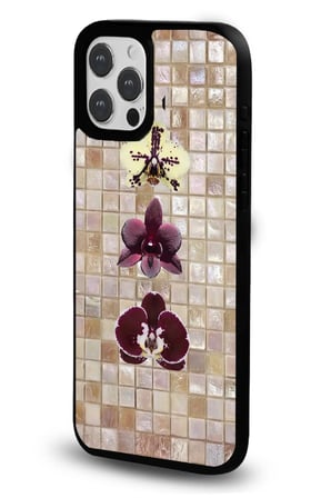 iPhone 14 Uyumlu Desenli Parlak Tasarım Telefon Kılıfı - Mozaikli Lilyum