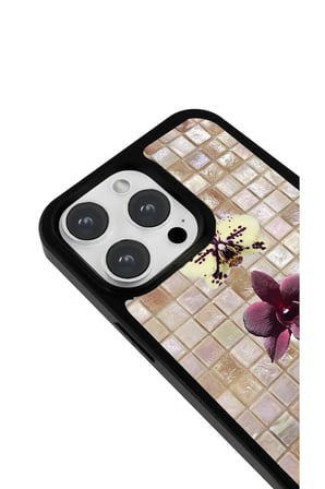 iPhone 14 Uyumlu Desenli Parlak Tasarım Telefon Kılıfı - Mozaikli Lilyum