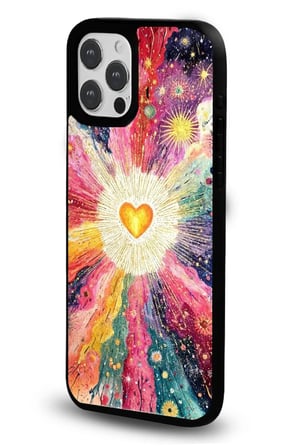 iPhone 13 Pro Uyumlu Desenli Parlak Tasarım Telefon Kılıfı - Işıyan Kalp