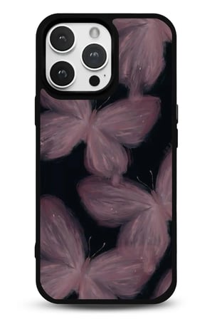 iPhone 14 Pro Uyumlu Desenli Parlak Tasarım Telefon Kılıfı - Pudra Kelebekler