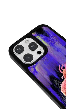 iPhone 14 Pro Max Uyumlu Desenli Parlak Tasarım Telefon Kılıfı - Glitch Orkide